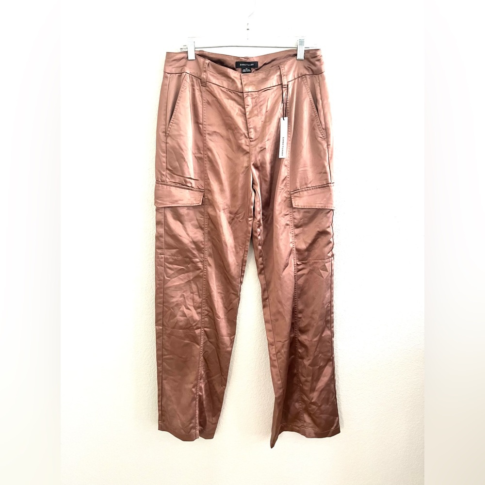 Sanctuary Women's Wide Leg Satin Pants in Rose Gold - Picture 2 of 5